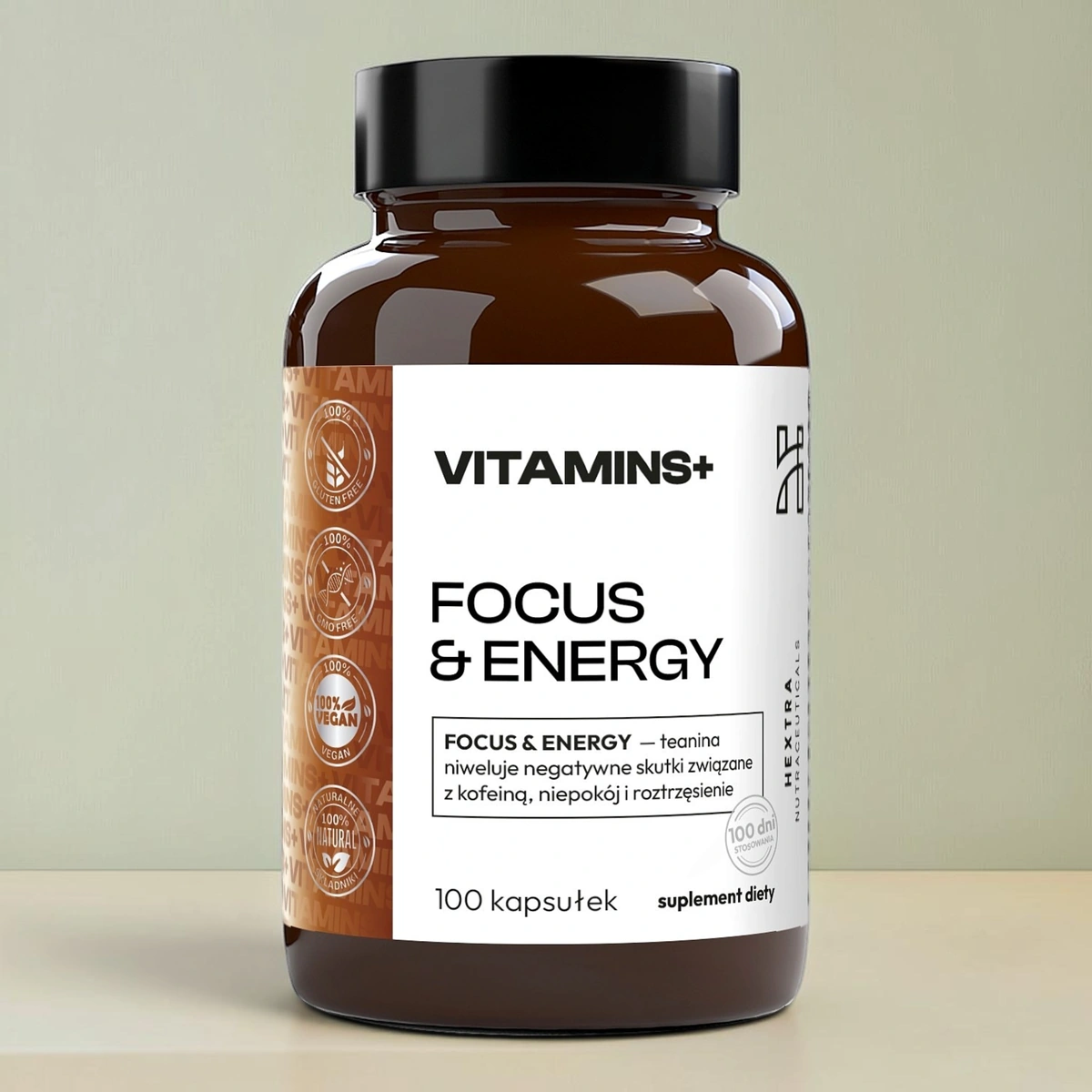 FOCUS & ENERGY 100kaps.x500mg teanina + kofeina + b6 (metylowana forma)