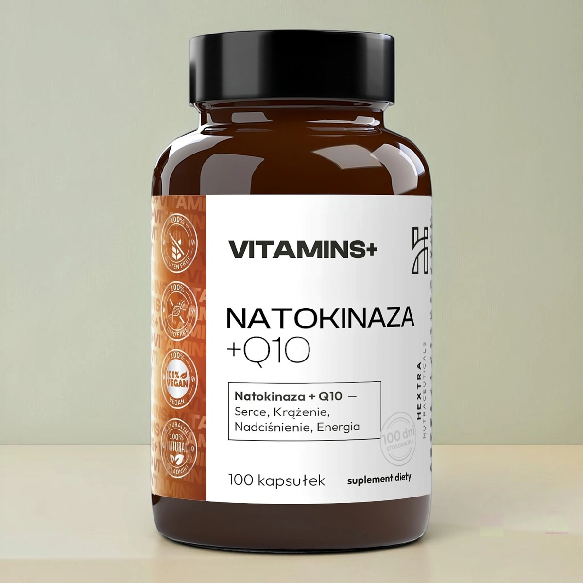 Hextra Natokinaza 5000 FU + Koenzym Q10 100 mg, 100 kaps.