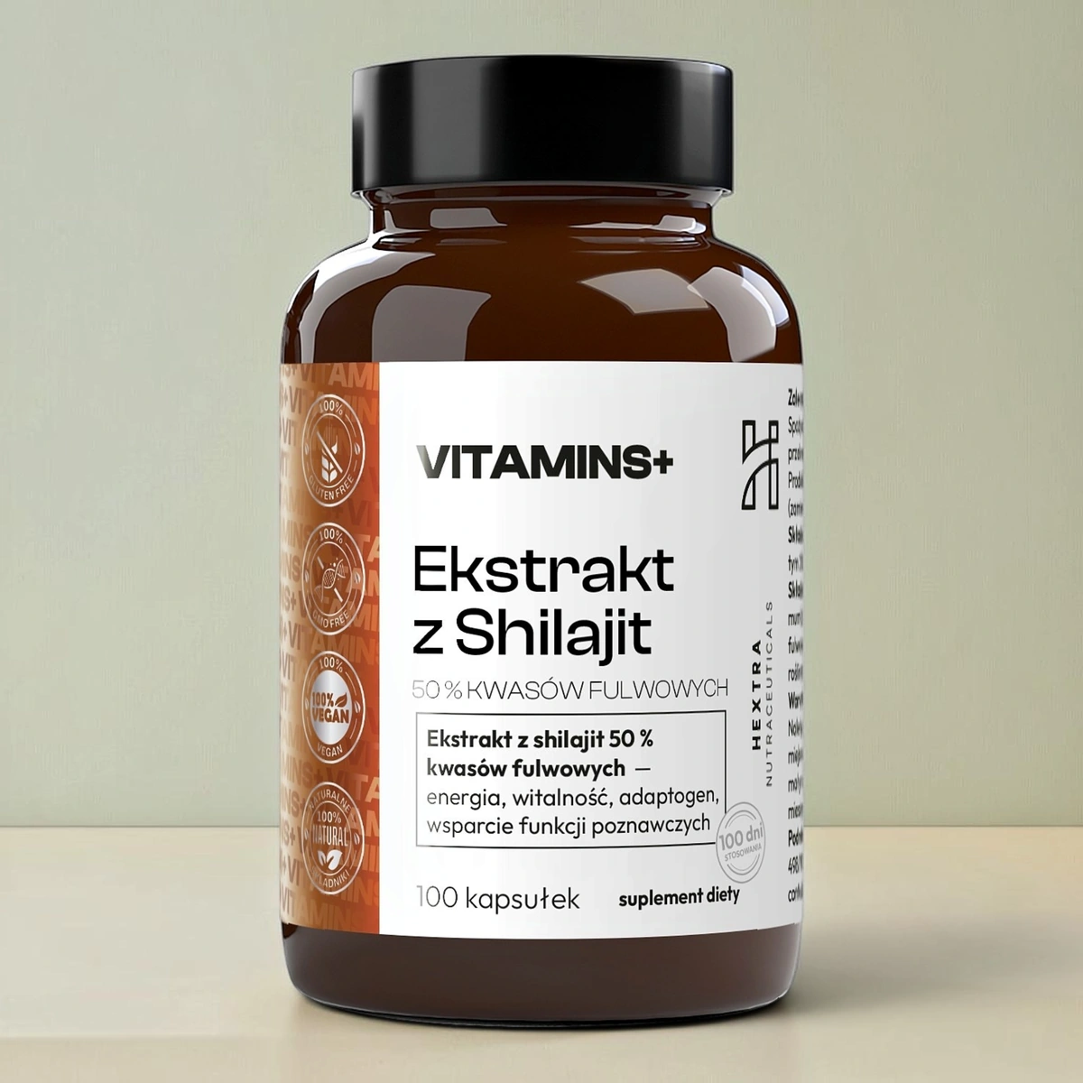 HEXTRA MUMIO Shilajit 50% kwasów fulwowych 100 kaps.
