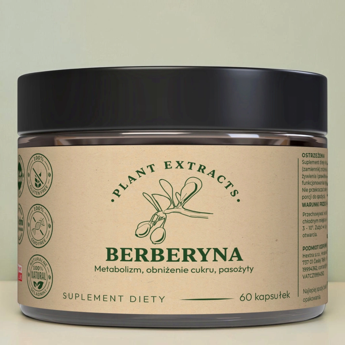 Berberyna 60 kaps. x 300mg metabolizm, obniżenie cukru, pasożyty 60 kaps.