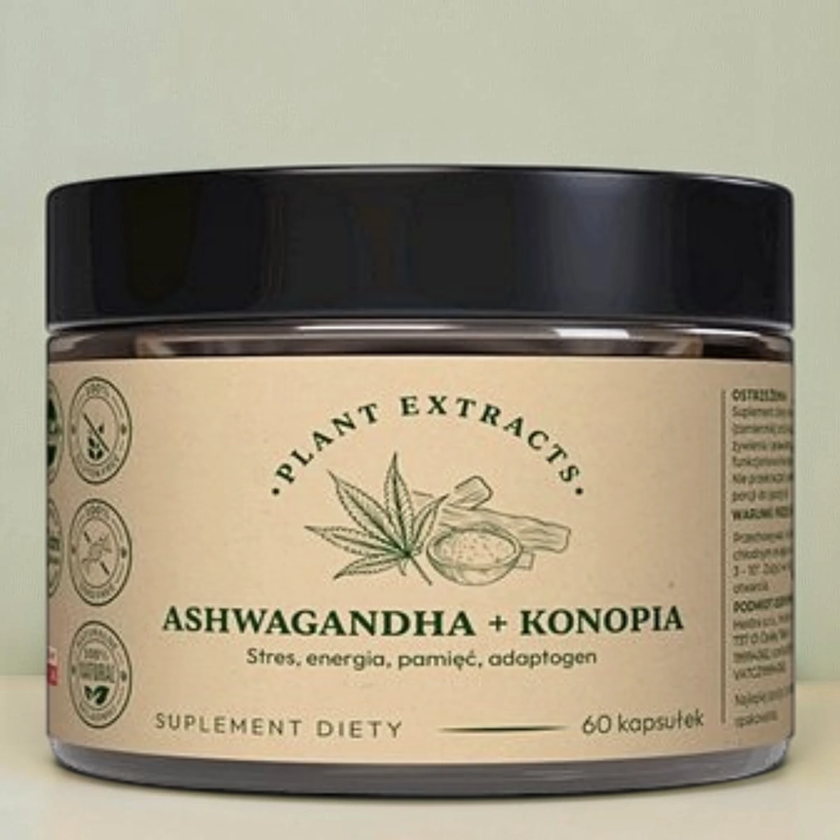 Ashwaghanda + konopie 60 szt. x 300mg Stres, energia, pamięć, adaptogen