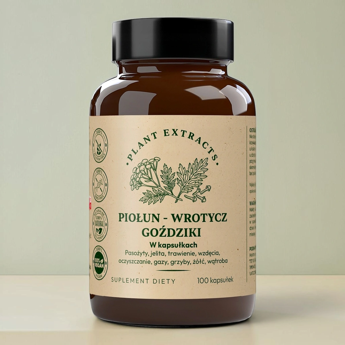 Piołun, wrotycz, goździki 300 mg, 100 kapsułek (Hextra)