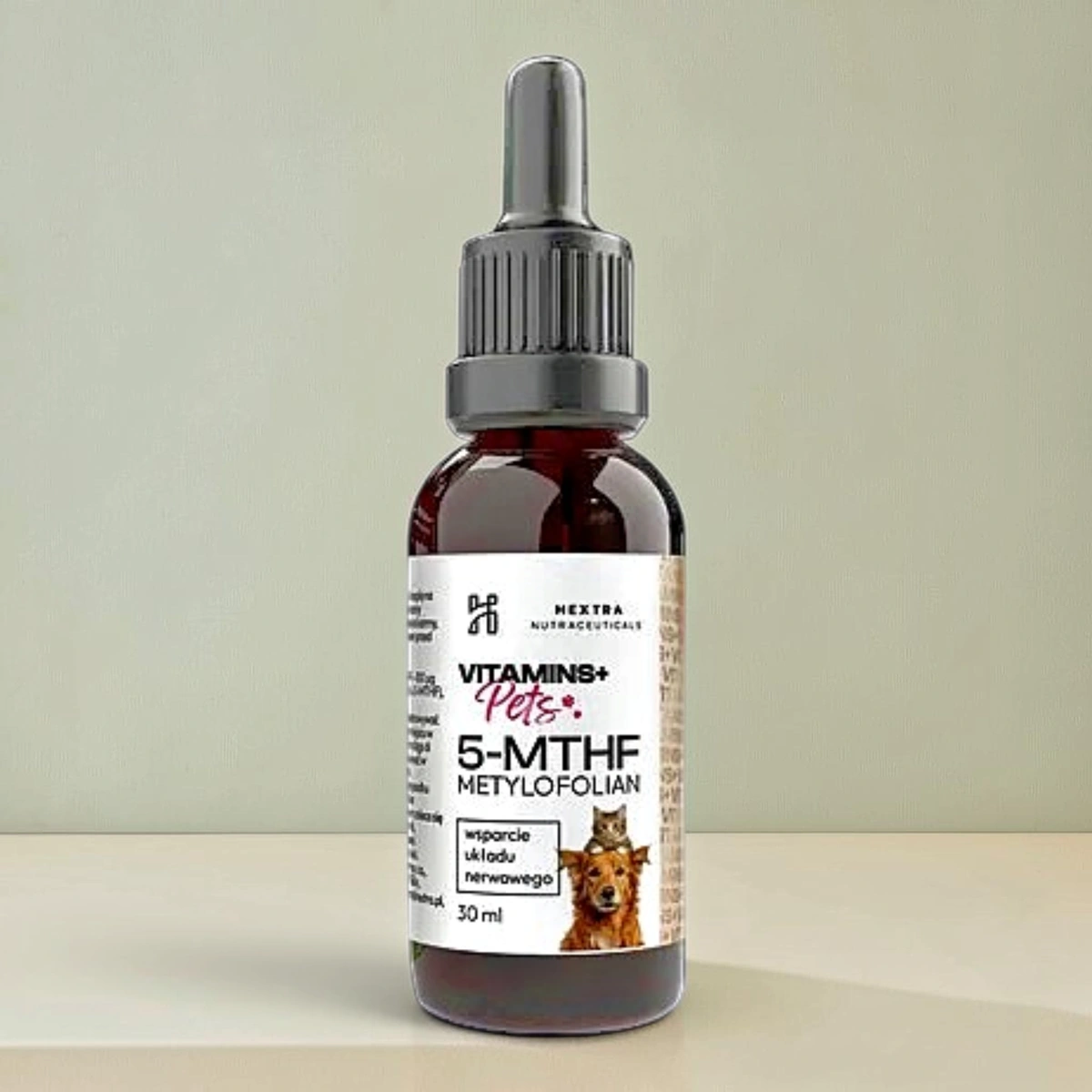 VITAMINS+ Pets - Witamina B9, 5-MTHF (metylofolian wapnia) w kroplach 30ml