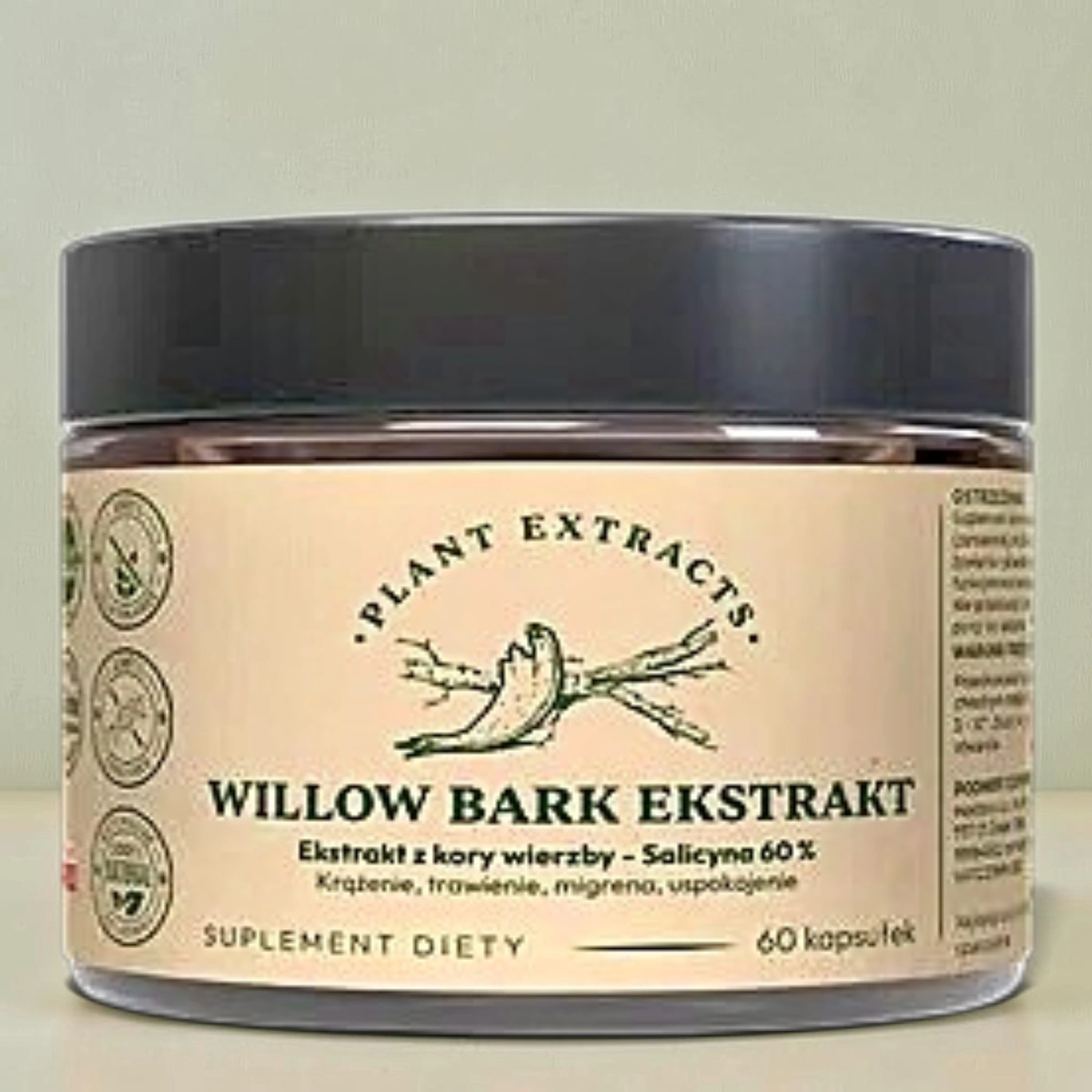 Salicyna 60% Wierzba Kora (Willow bark) - krążenie, trawienie, migrena