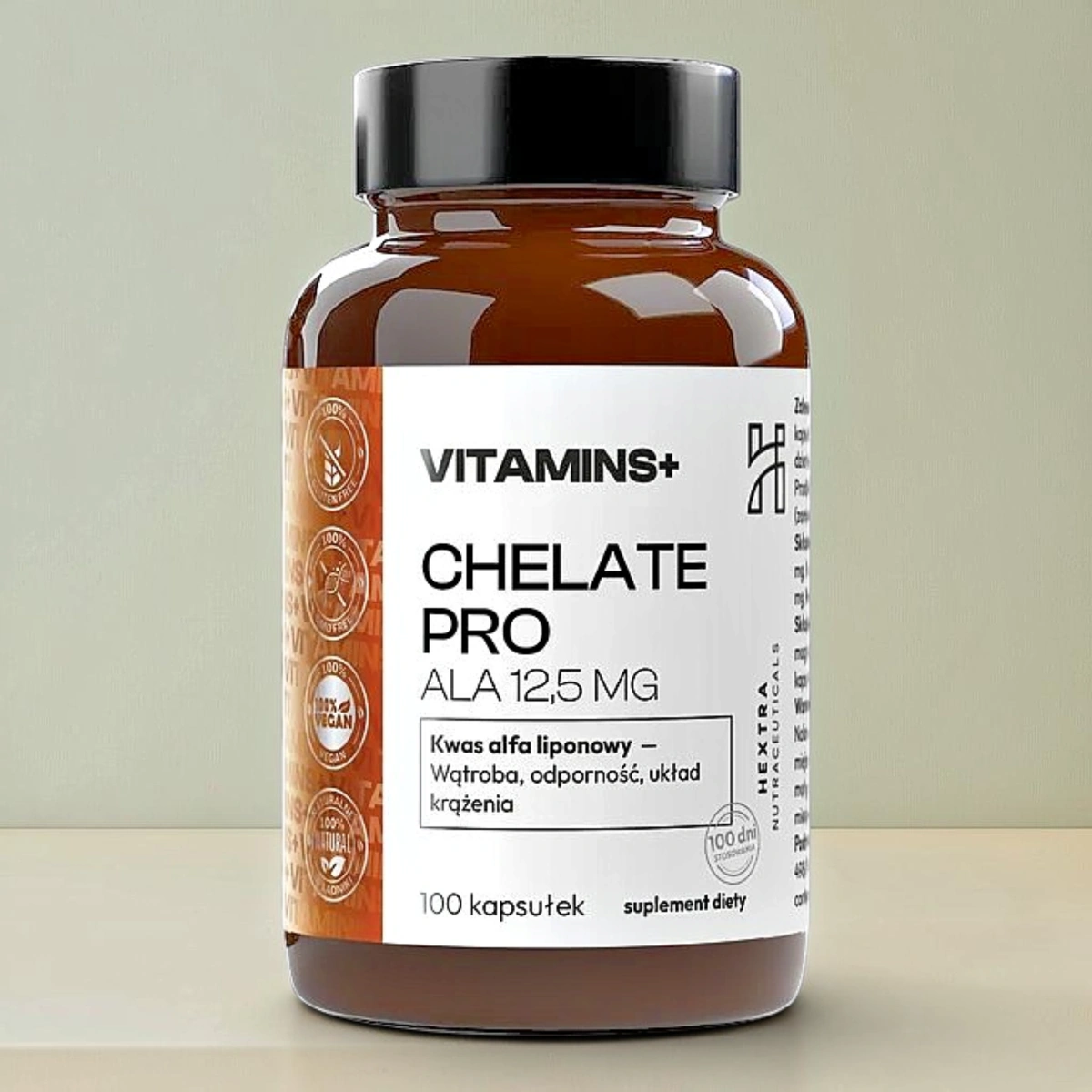 ALA 12,5 mg 100 kapsułek CHELATE PRO | protokół cutlera| kwas alfa-liponowy