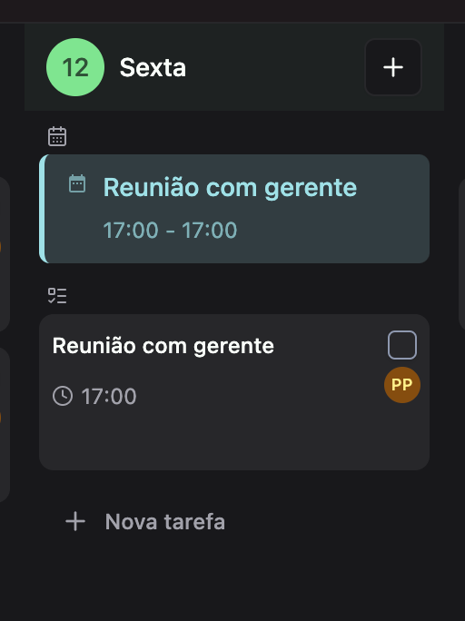 Tarefas adicionadas no Google Agenda como eventos, sincronizadas a partir de um app de tarefas