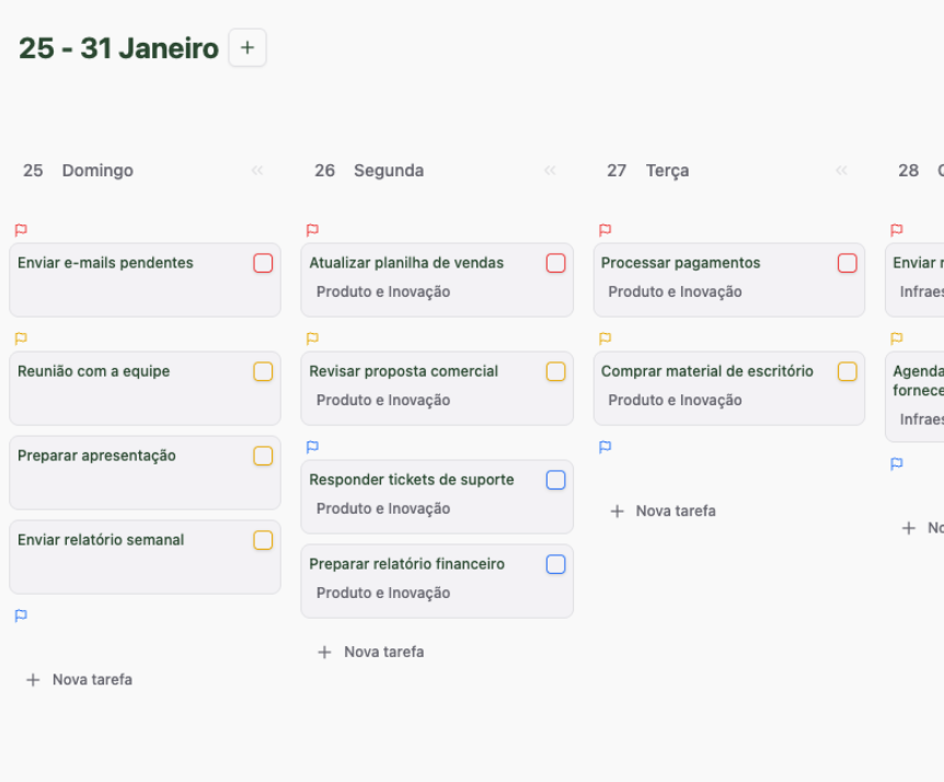 Visão Semanal do Planko