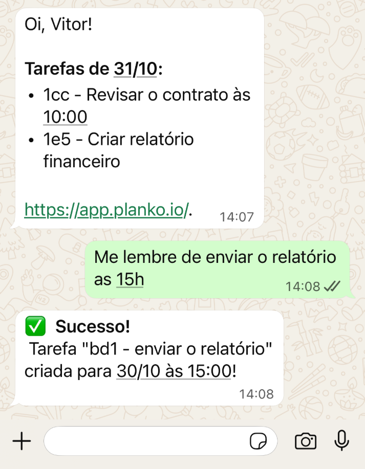WhatsApp do Planko