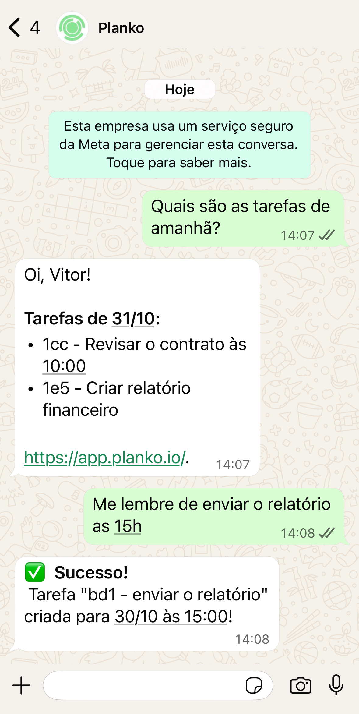 WhatsApp do Planko