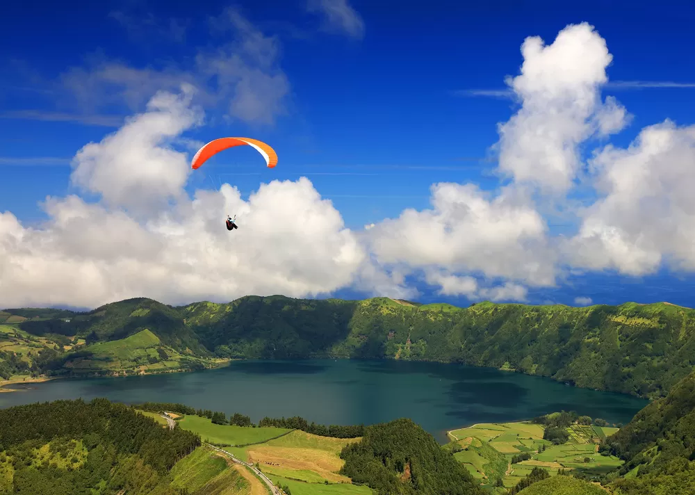 Paragliding over the Azores