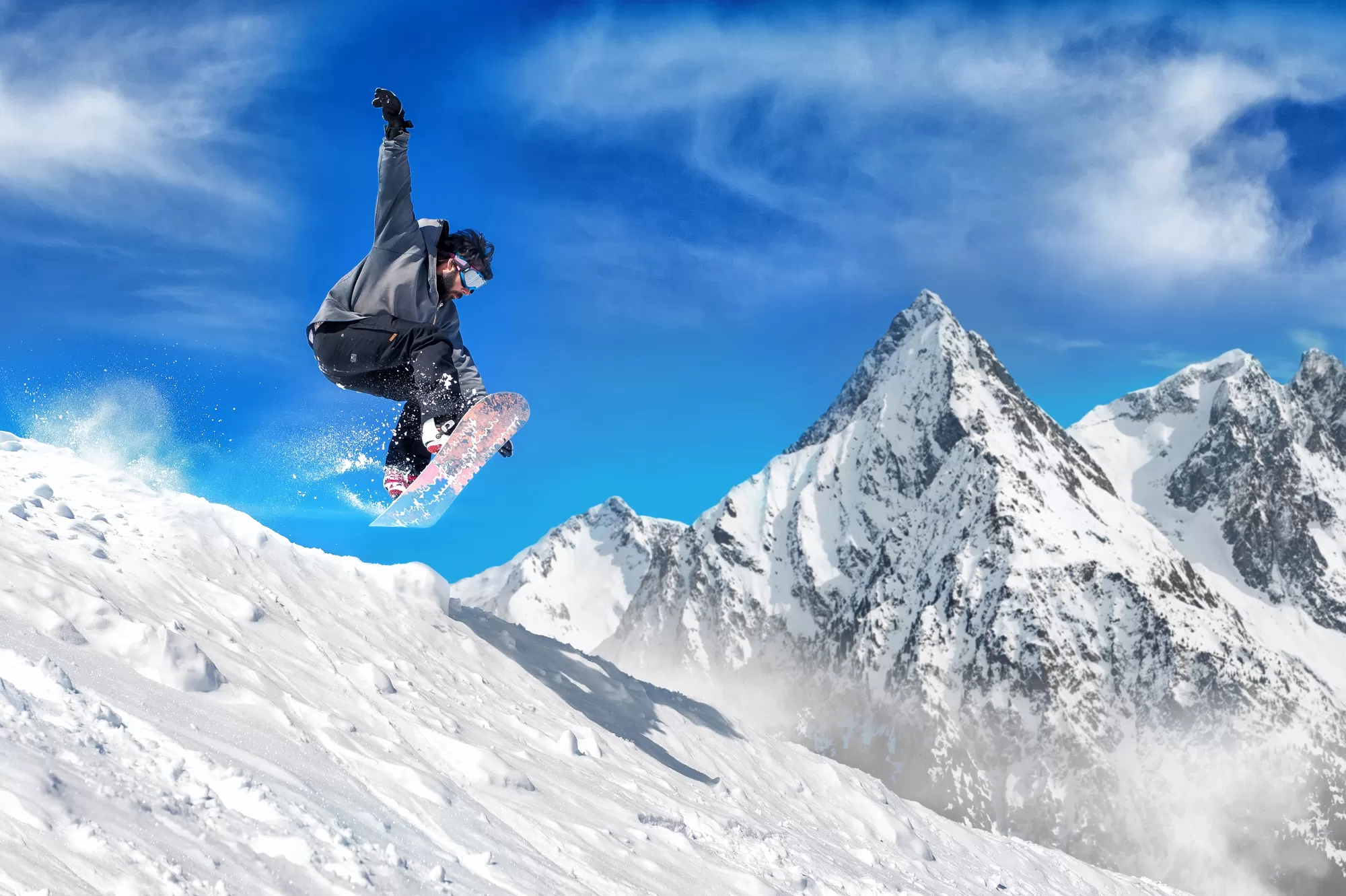 Snowboarding in the Alps