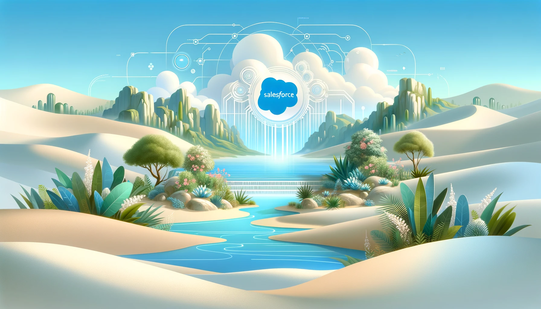 Image depicting an oasis with salesforce inspired them for data management