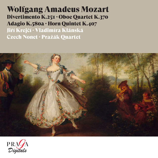 Couverture de Wolfgang Amadeus Mozart: Divertimento, K. 251, Oboe Quartet, K. 370, Adagio, K. 580a, Horn Quintet, K. 407