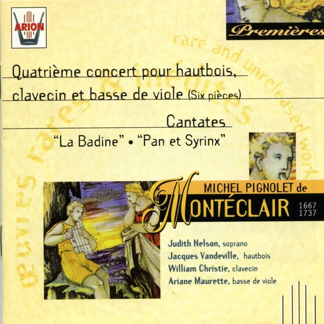 Couverture de Monteclair : 4ème Concert pour hautbois, clavecin & basse de viole - Cantates