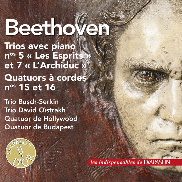 Couverture de Beethoven: Trios avec piano Nos. 5, 7, Quatuors à cordes Nos. 15 & 16 (Les indispensables de Diapason)