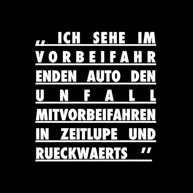 Ich sehe im vorbeifahrenden Auto den Unfall mitvorbeifahren in Zeitlupe und Rückwärts