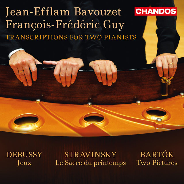 Couverture de Jean-Efflam Bavouzet and François-Frédéric Guy Play Transcriptions for Two Pianists