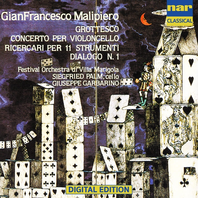 Couverture de Gian Francesco Malipiero - Grottesco Per Piccola Orchestra (1917), Conecrto Per Violoncello E Orchestra (1937), Ricercari Per 11 Strumenti (1925), Dialoghi N.1 (Con Manuel De Falla In Memoriam) (1955/1956)