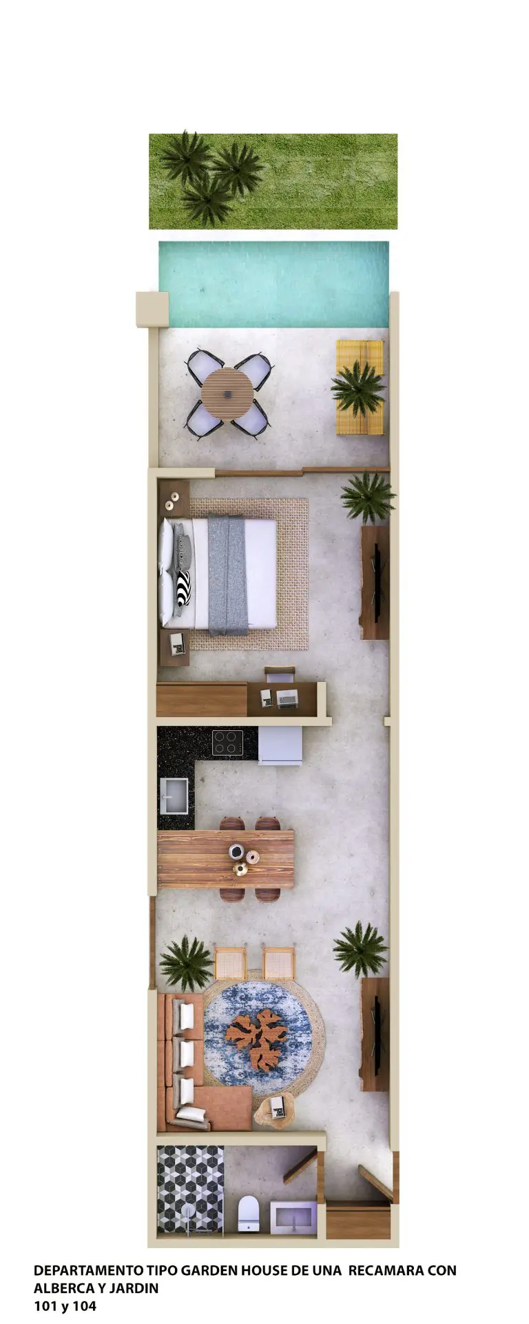 Ground Floor Condo in Tulum – Private Garden and Pool | Rooflia