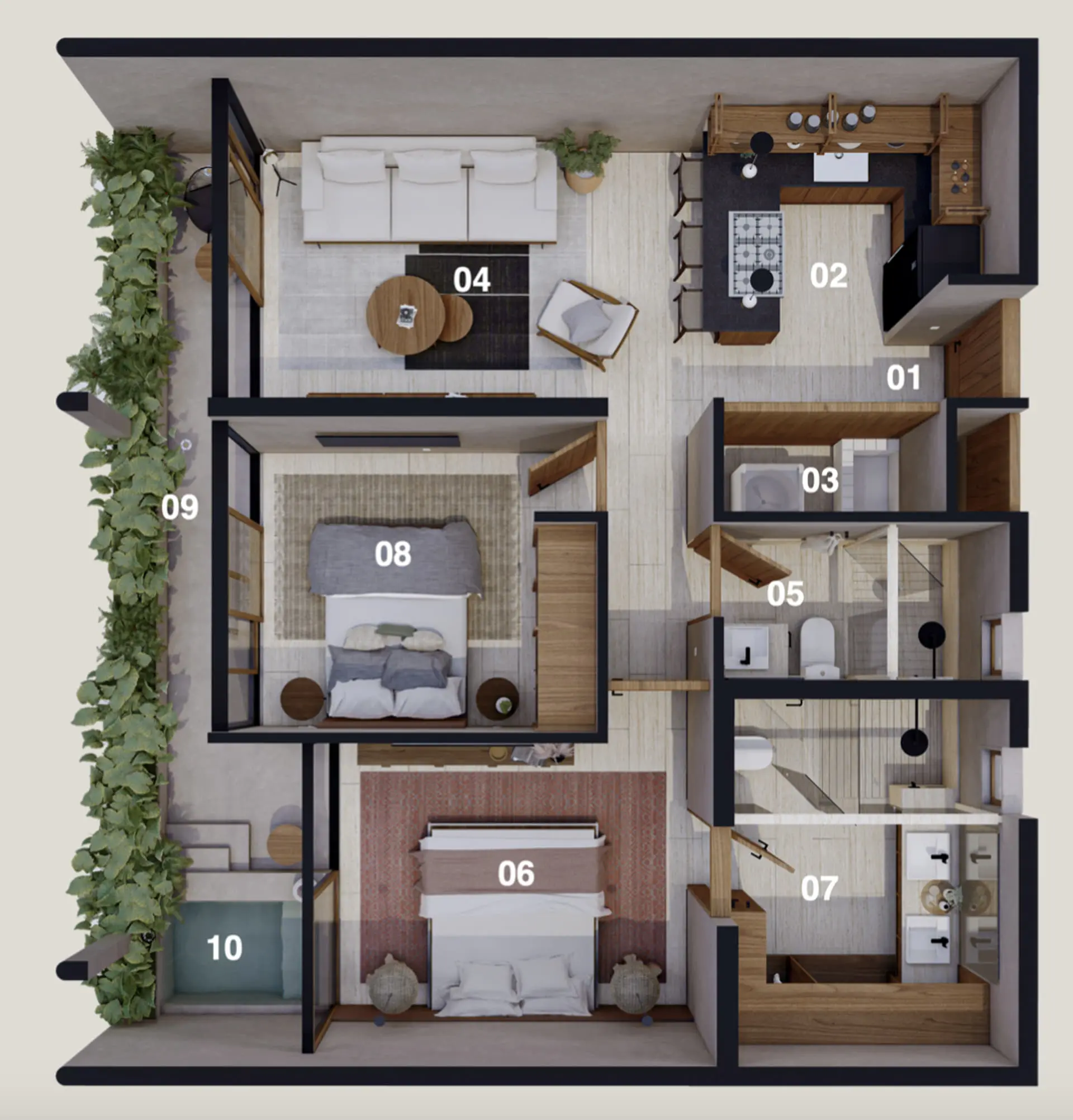 2-Bedrooms Condo with Private Plunge Pool for Sale in Tulum | Rooflia