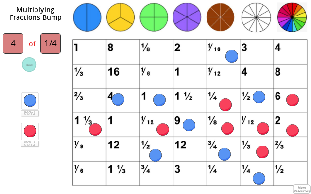 Multiplying Fractions Bump Math Gr 4-8