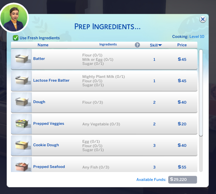 Guide Les Sims 4 : Comment préparer des ingrédients