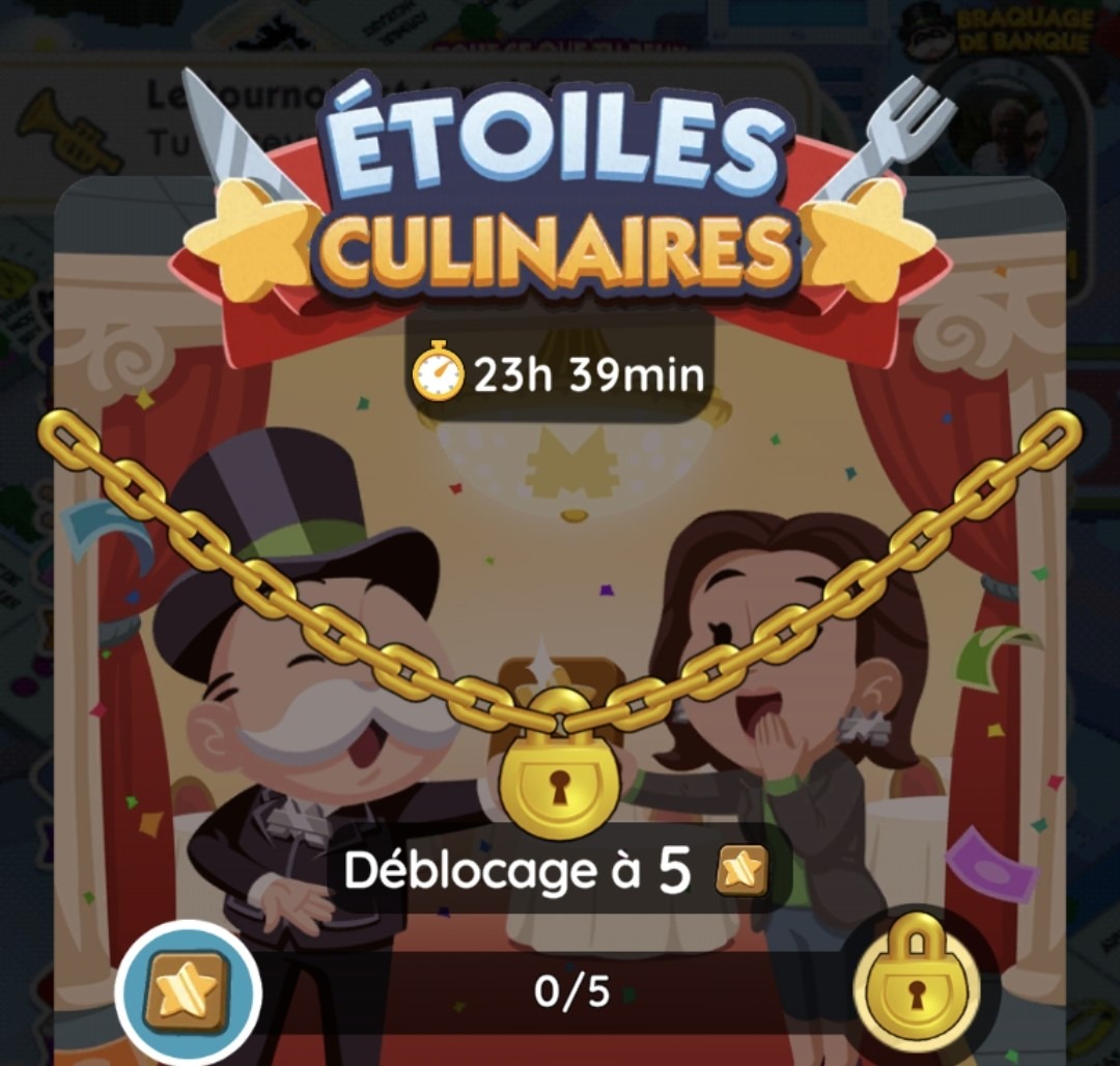 Monopoly GO Etoiles Culinaires : Les récompenses et paliers du tournoi