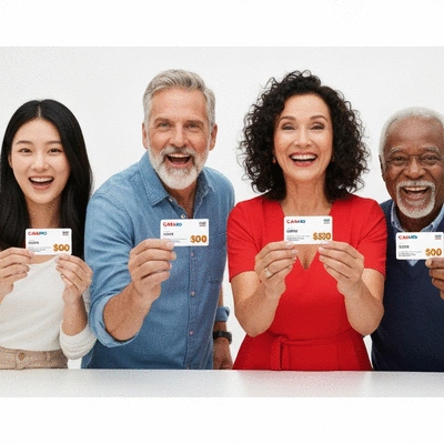People enjoying casino loyalty program benefits, hands holding loyalty cards, with digital rewards graphics, no text, no words, no typography, clean image