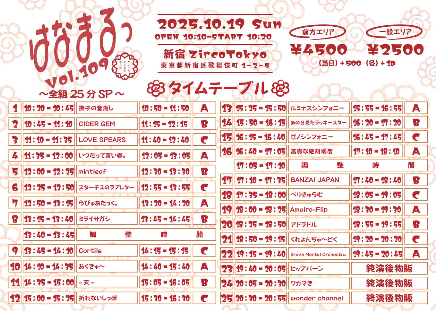 はなまるっ vol.109~全組25分SP~ | TicketDive はなまるっ vol.109~全組25分SP~ | TicketDive