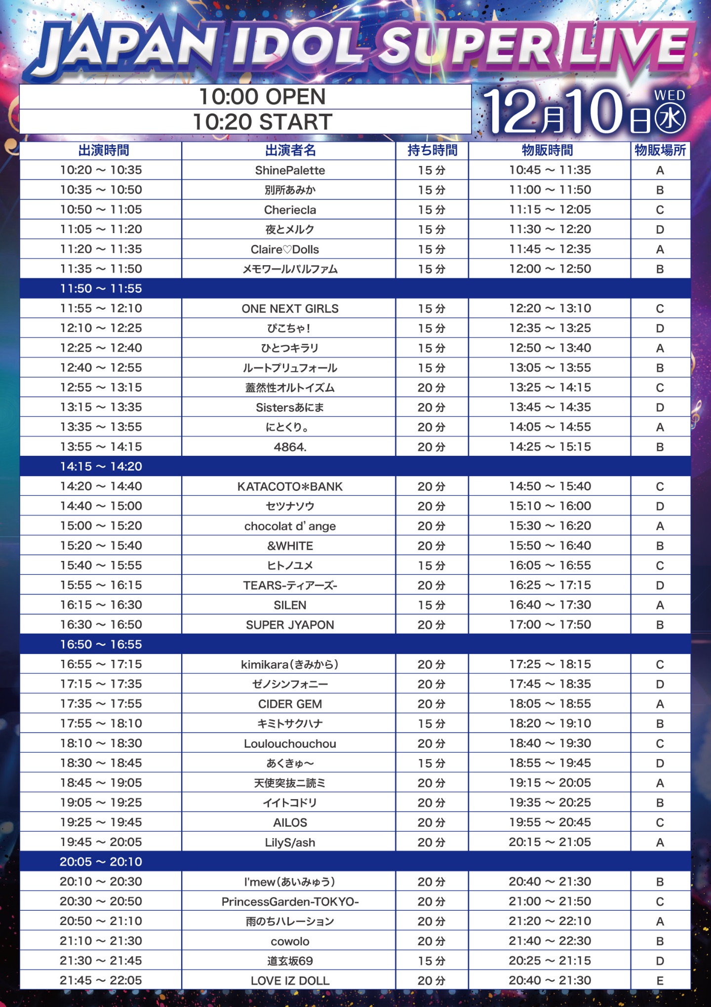 JAPAN IDOL SUPER LIVE 2025＠東京キネマ倶楽部編 | TicketDive