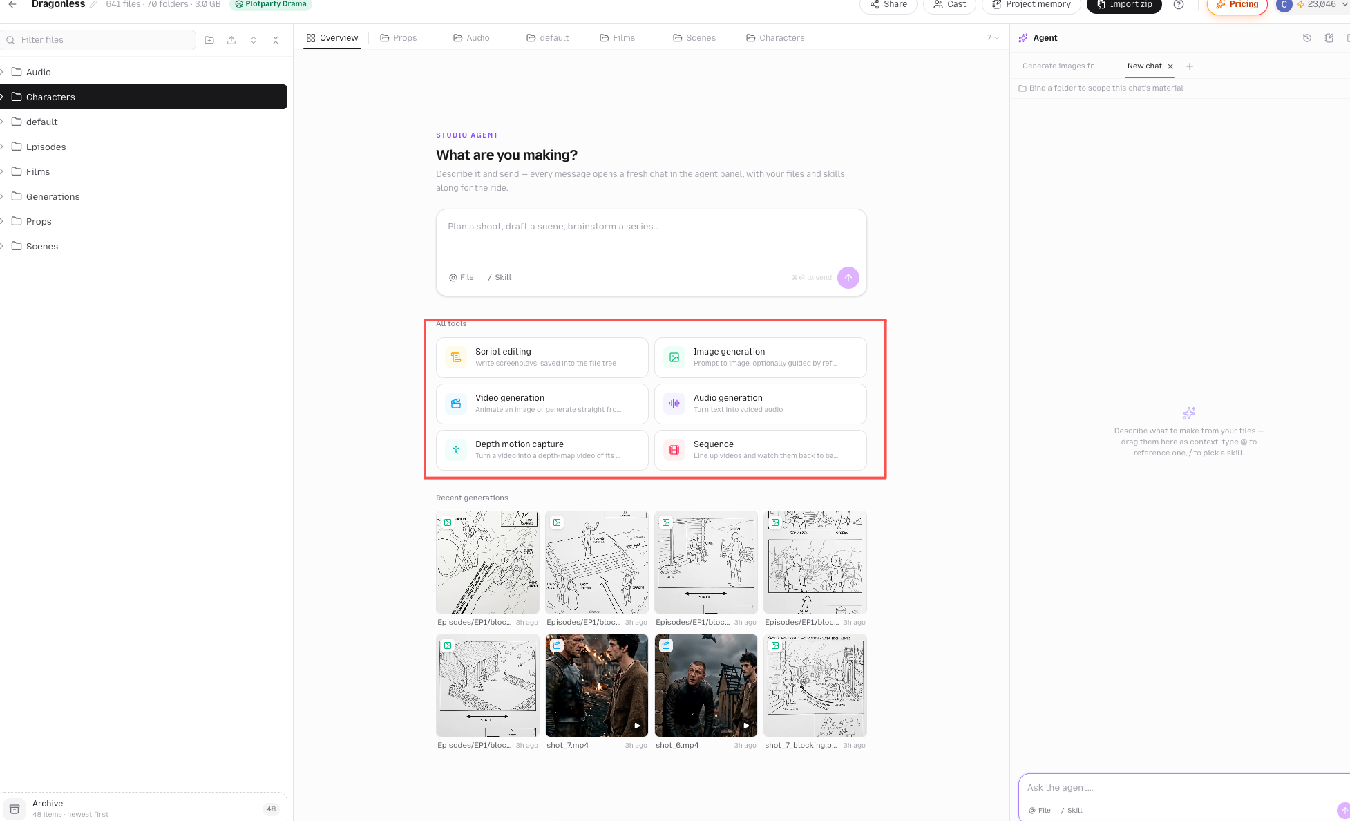 The Video generation tool with reference slots, model chips, and a credit estimate