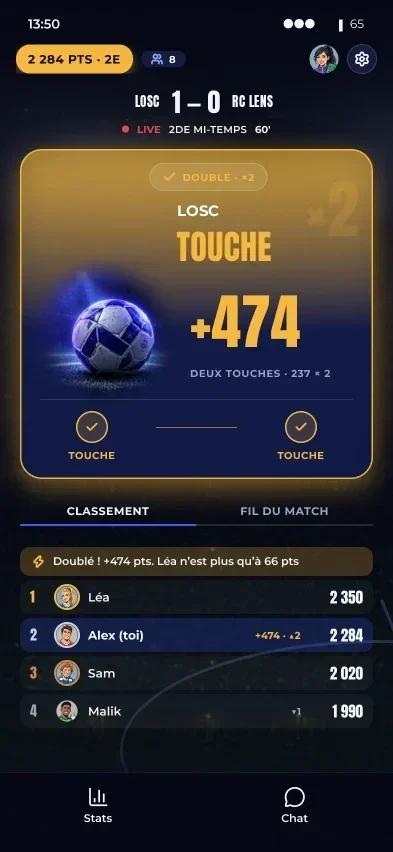 Verdict doublé : deux touchés, +474 points