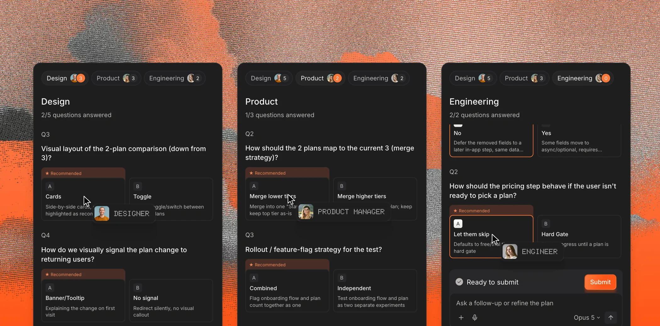 LightSprint planning questions and decisions for design, product and engineering