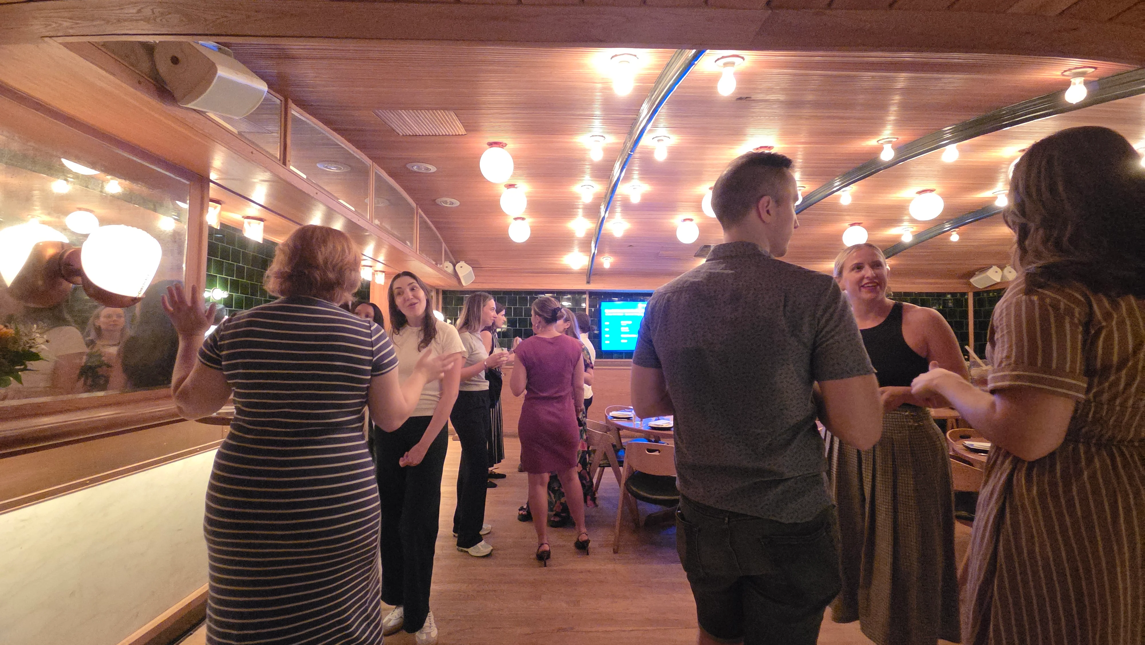 Event and field marketing leaders talking over dinner at Upland in New York City