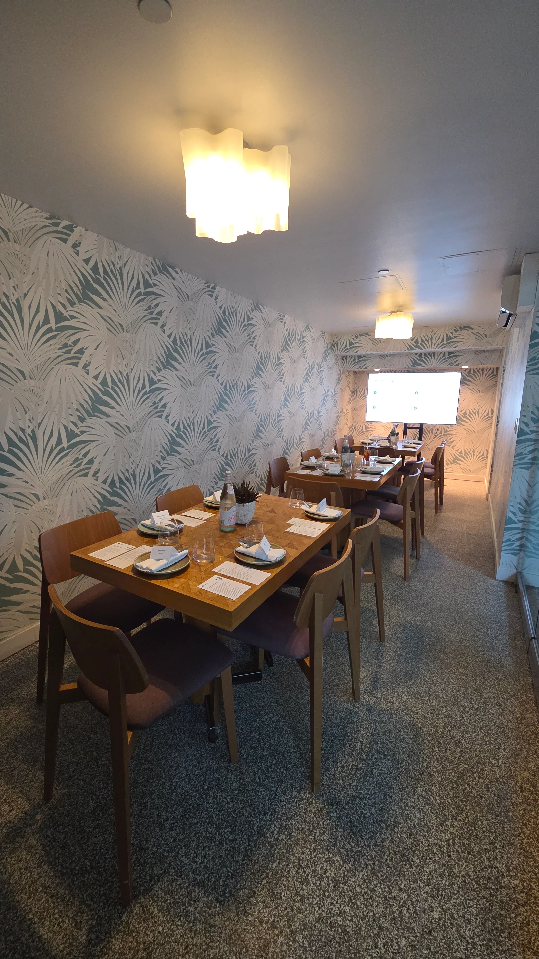 The private dining room set for the Beverly Hills salon at Viviane