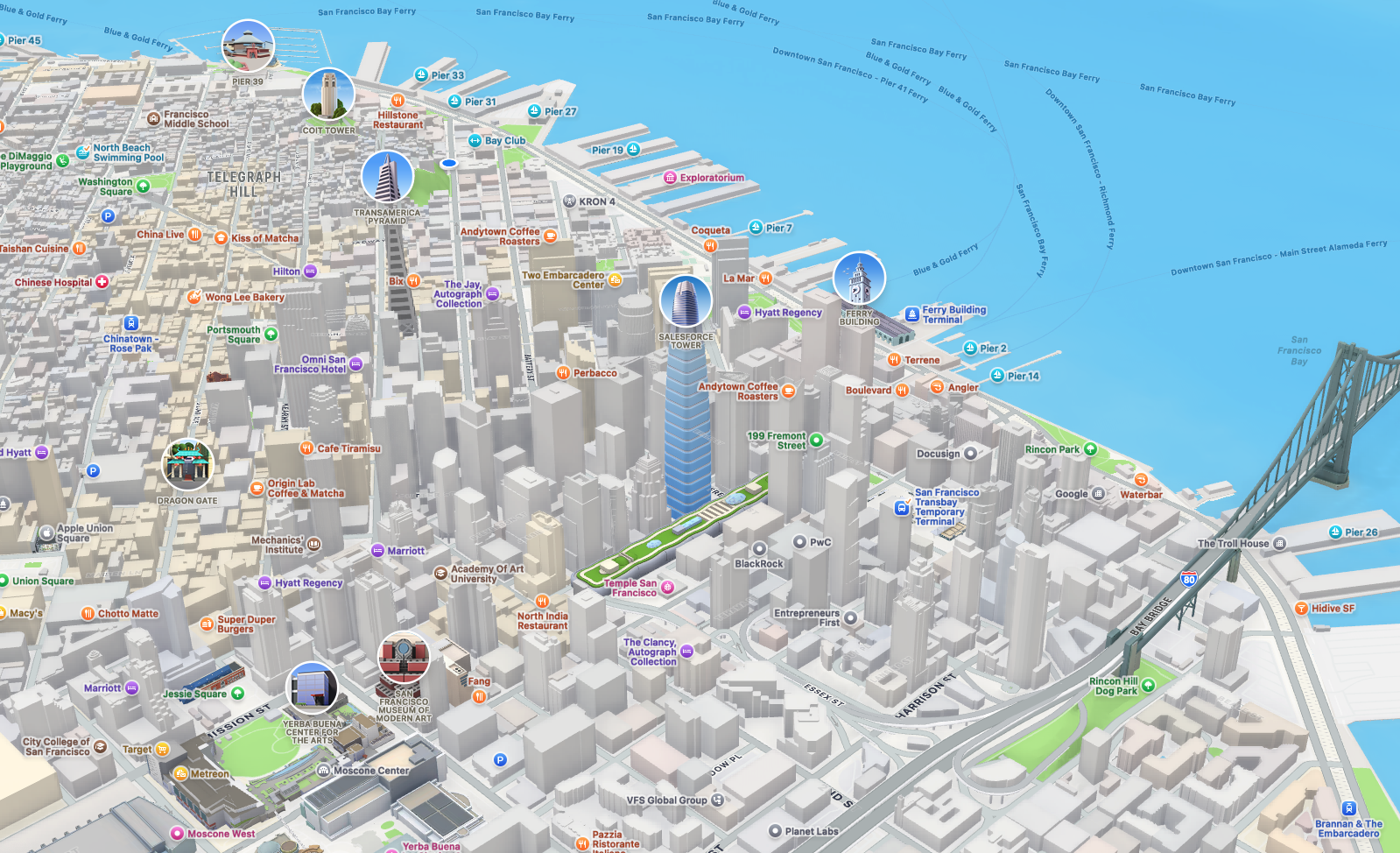 Apple Maps 3D view of San Francisco