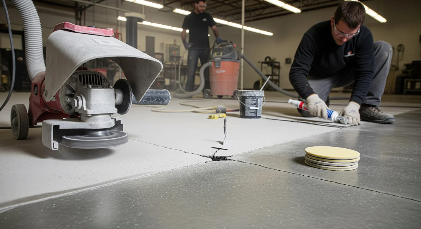 How To Prepare a Concrete Floor for Epoxy Coating: Grinding, Patching, and Testing