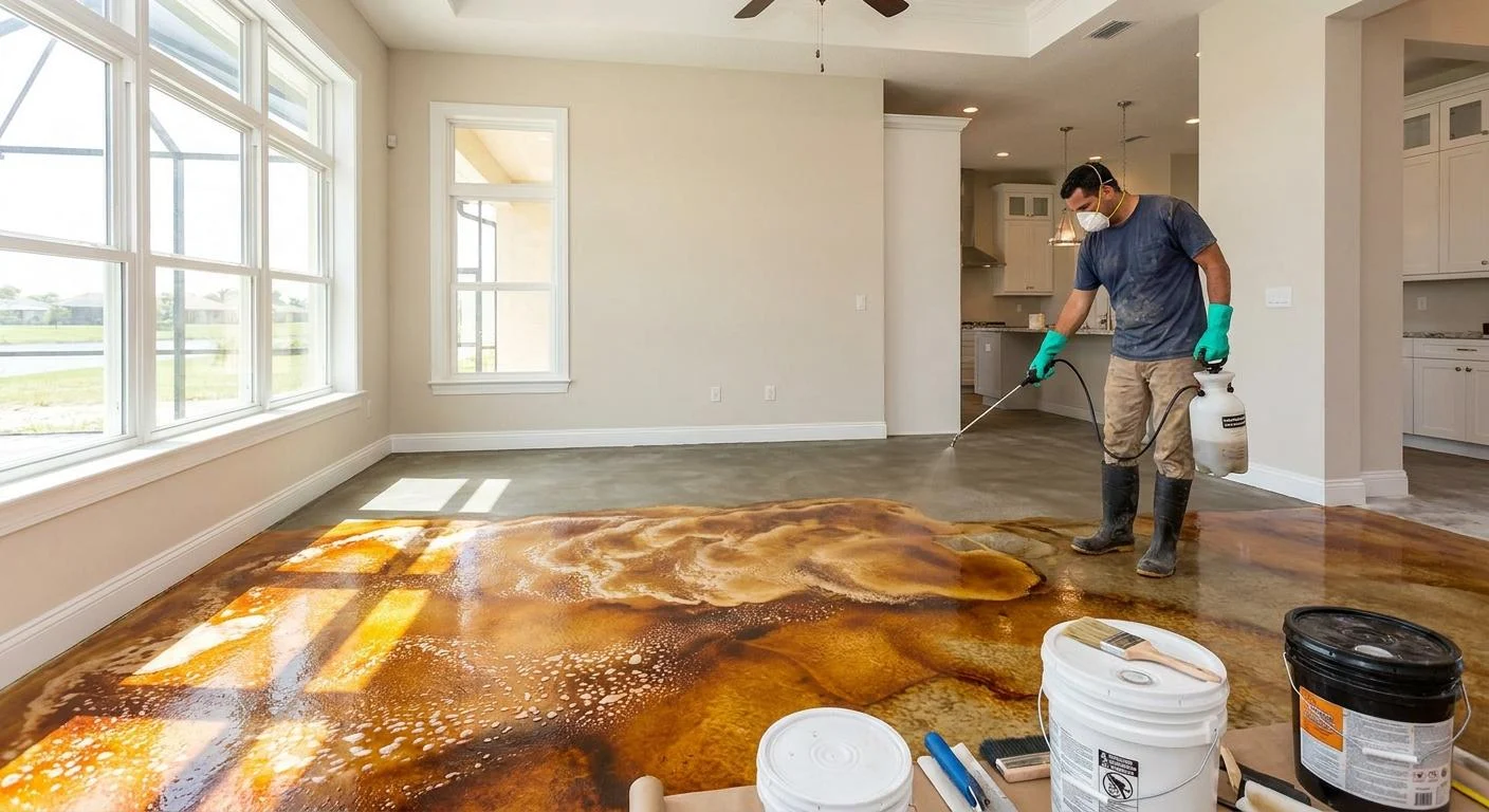 How to Stain Concrete Floors: Acid-Based vs. Water-Based Methods for Southwest Florida