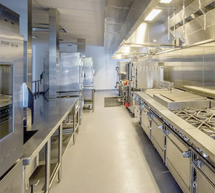 Finished commercial kitchen floor coating