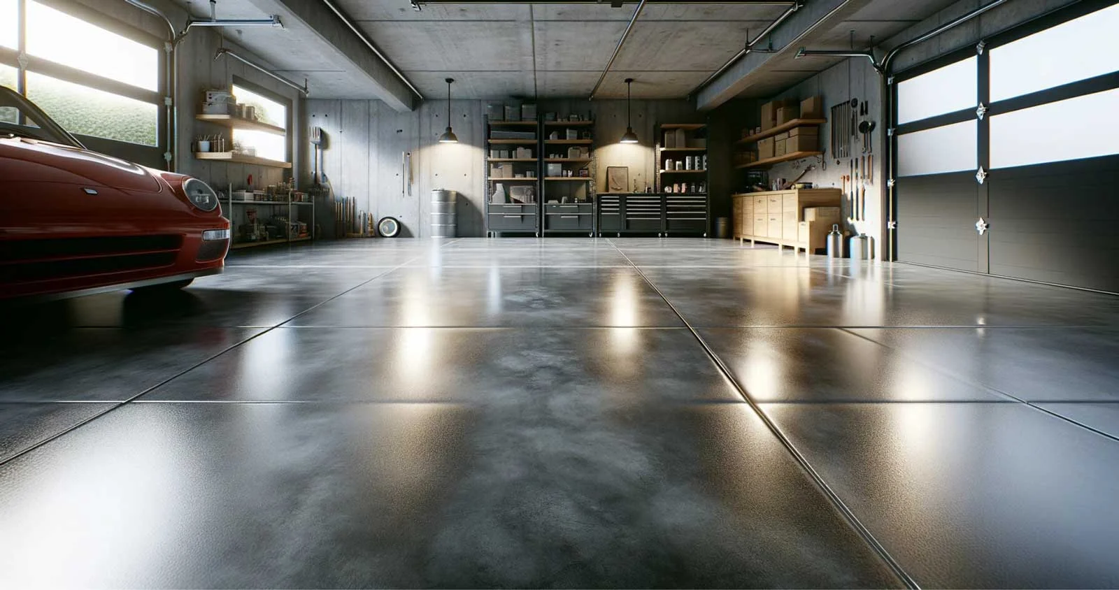 Sealed concrete garage flooring project