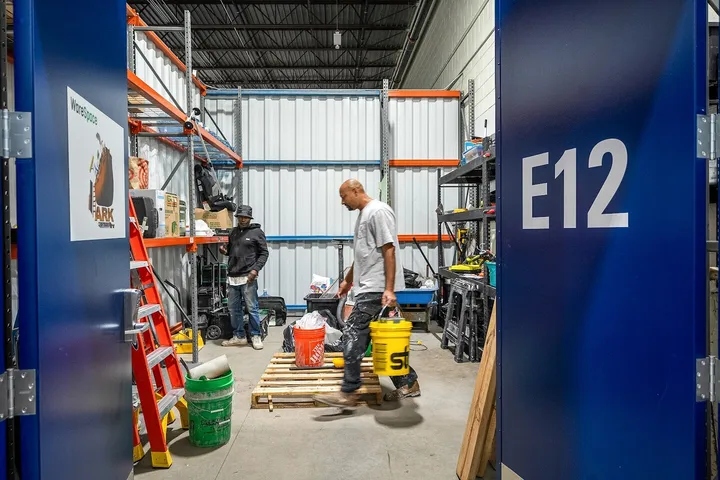 Contractor team working inside a private WareSpace unit