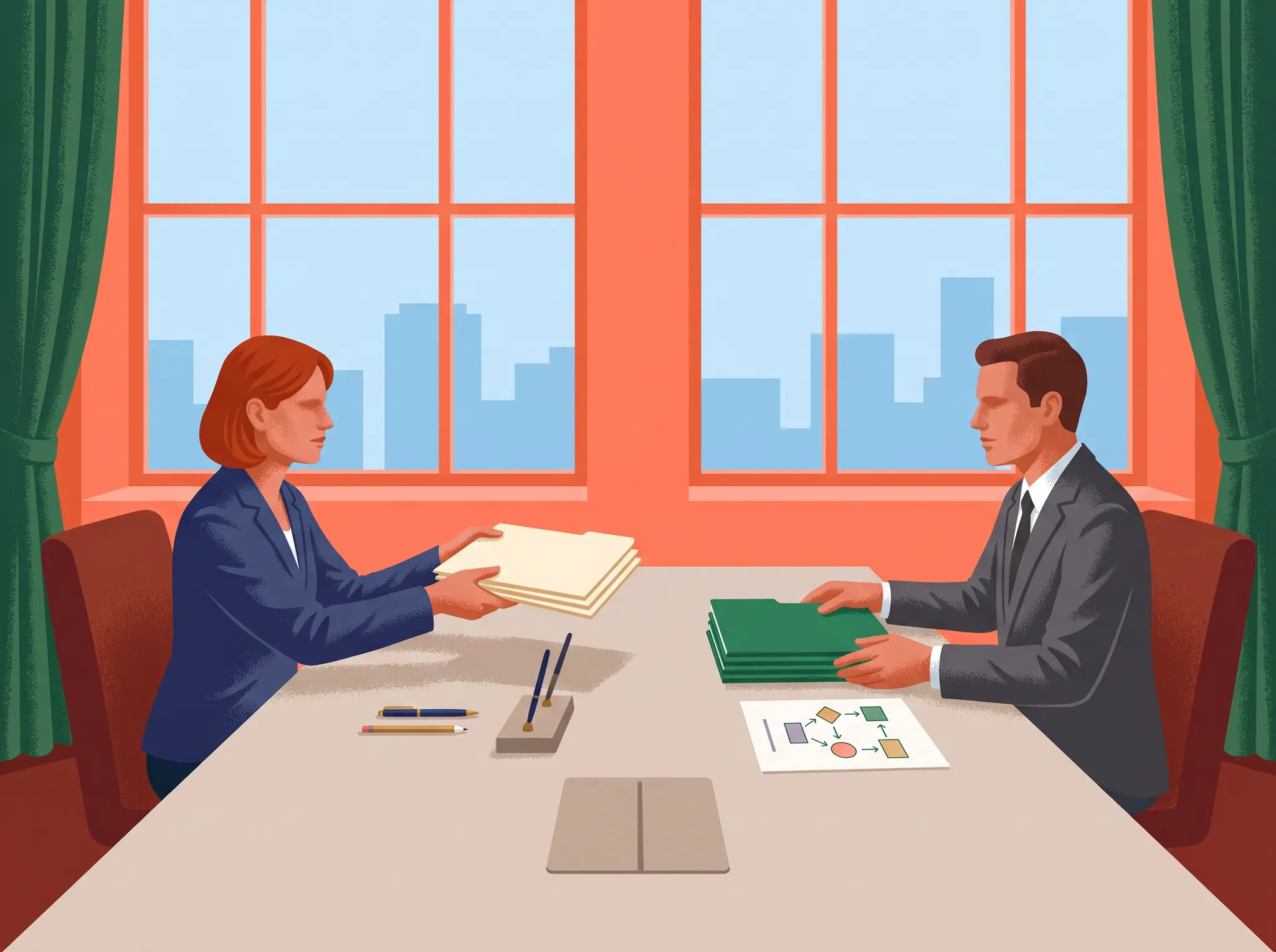 An in-house legal leader and external partner collaborating on a shared legal workflow