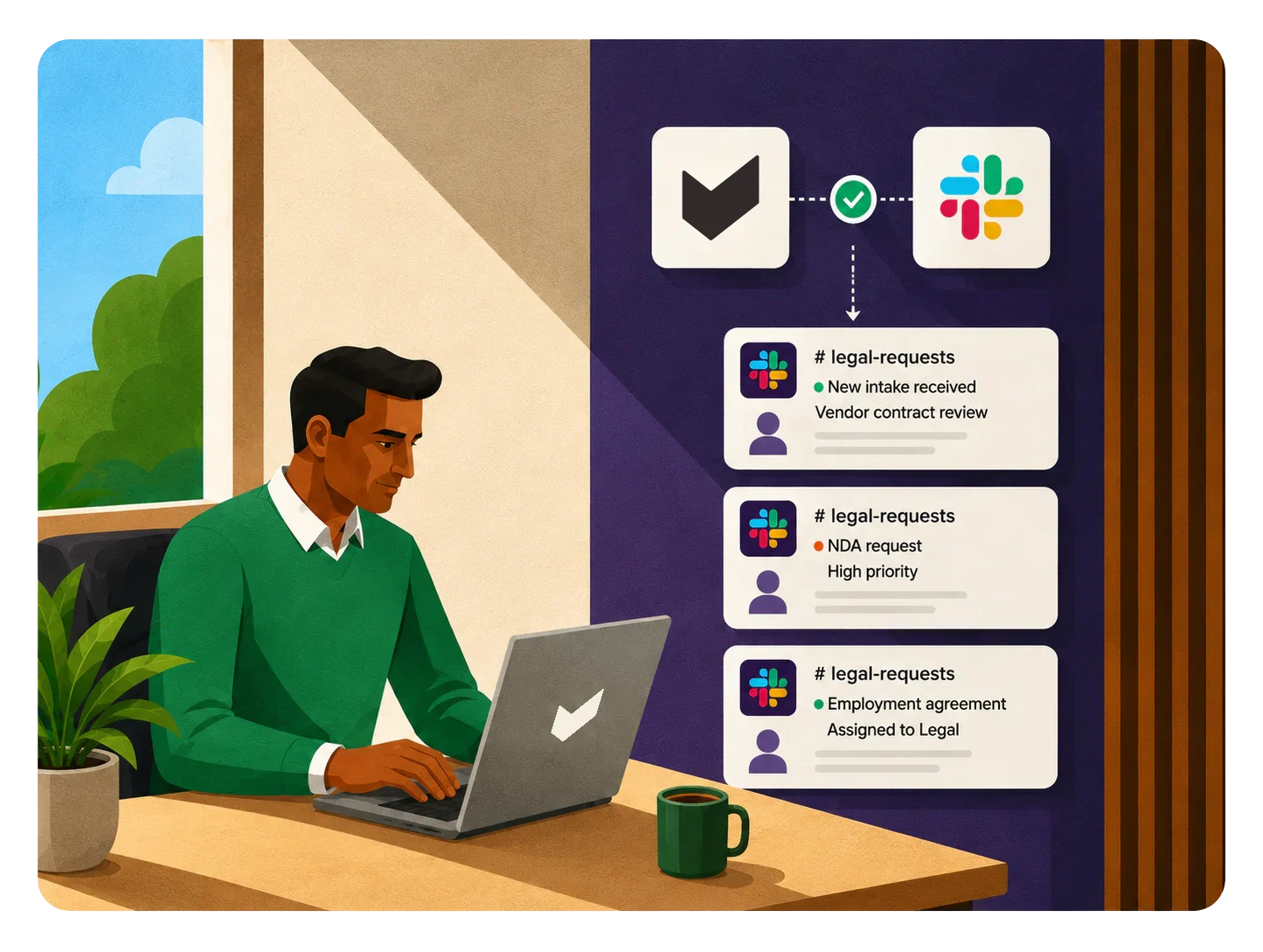 Legal professional using Checkbox with Slack legal request notifications