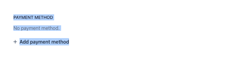 Pippen Payment Method section showing the Add payment method link