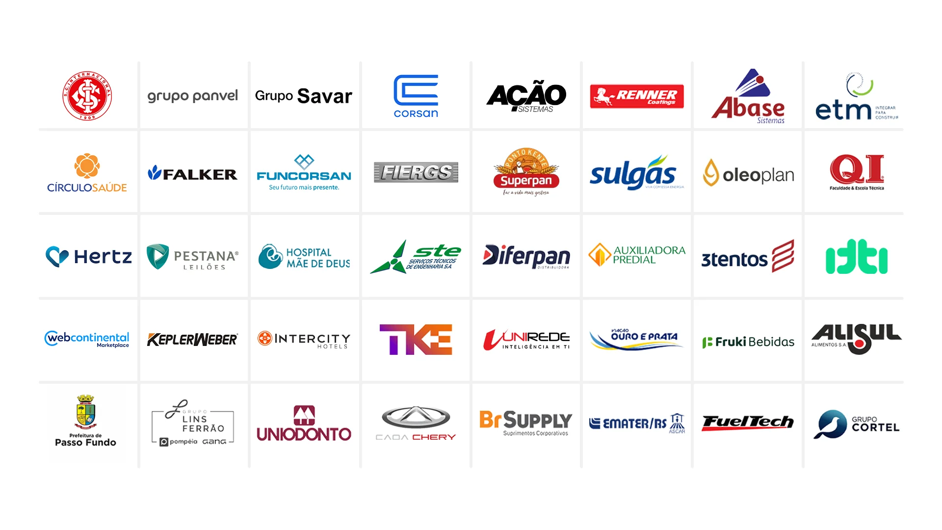 Logotipos de empresas clientes da Adentro