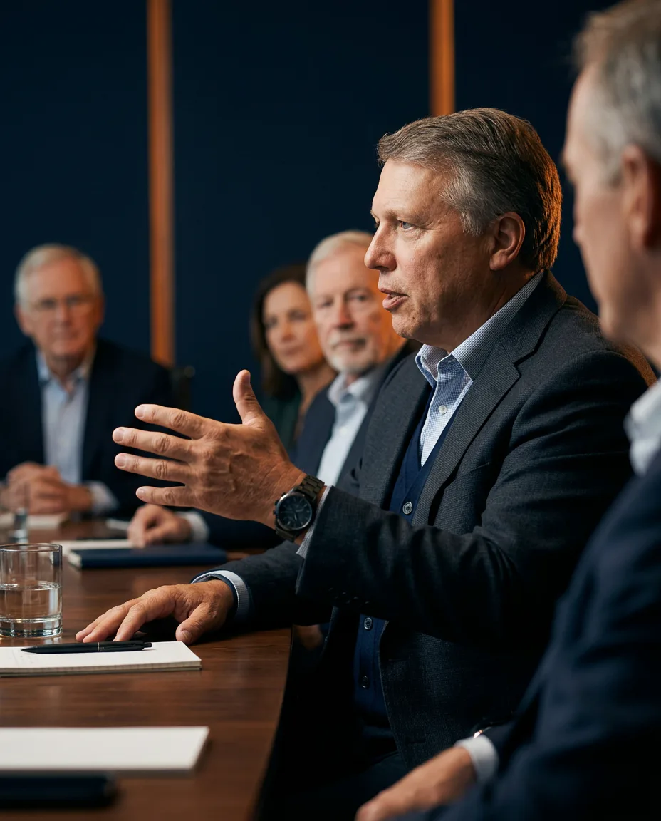 An experienced moderator guiding an executive discussion