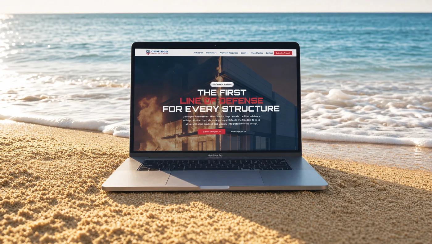 Contego International website built by High Tide Marketing