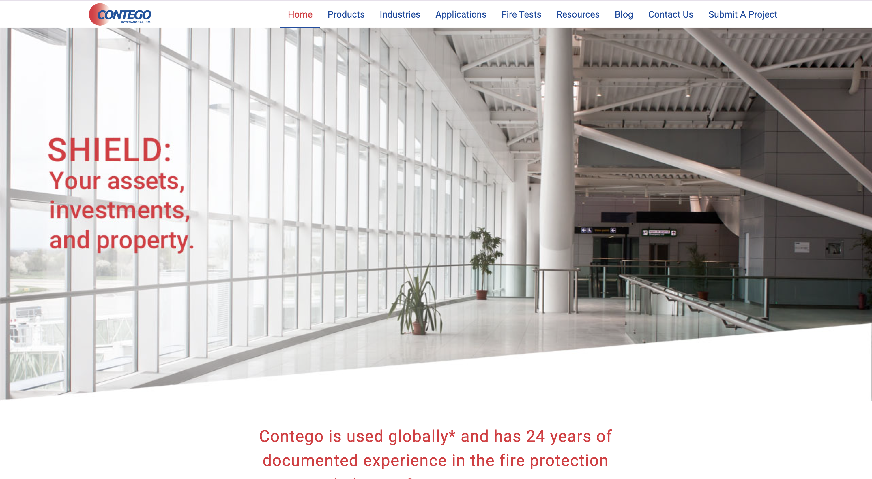 Contego's old, outdated website before the rebrand