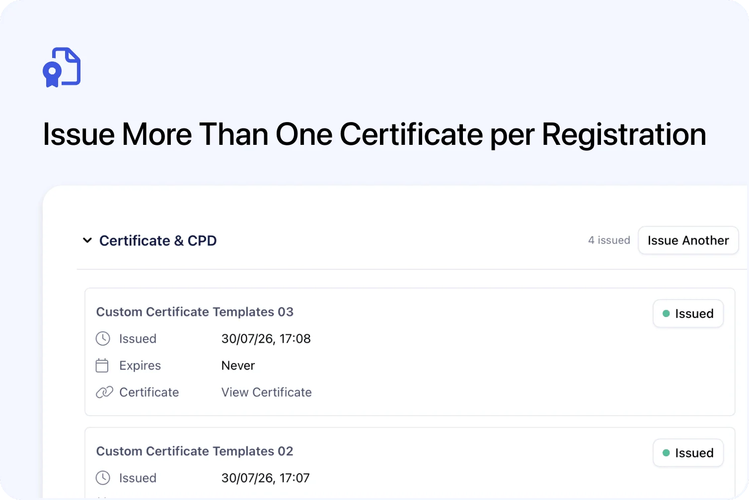 📄 Issue More Than One Certificate per Registration
