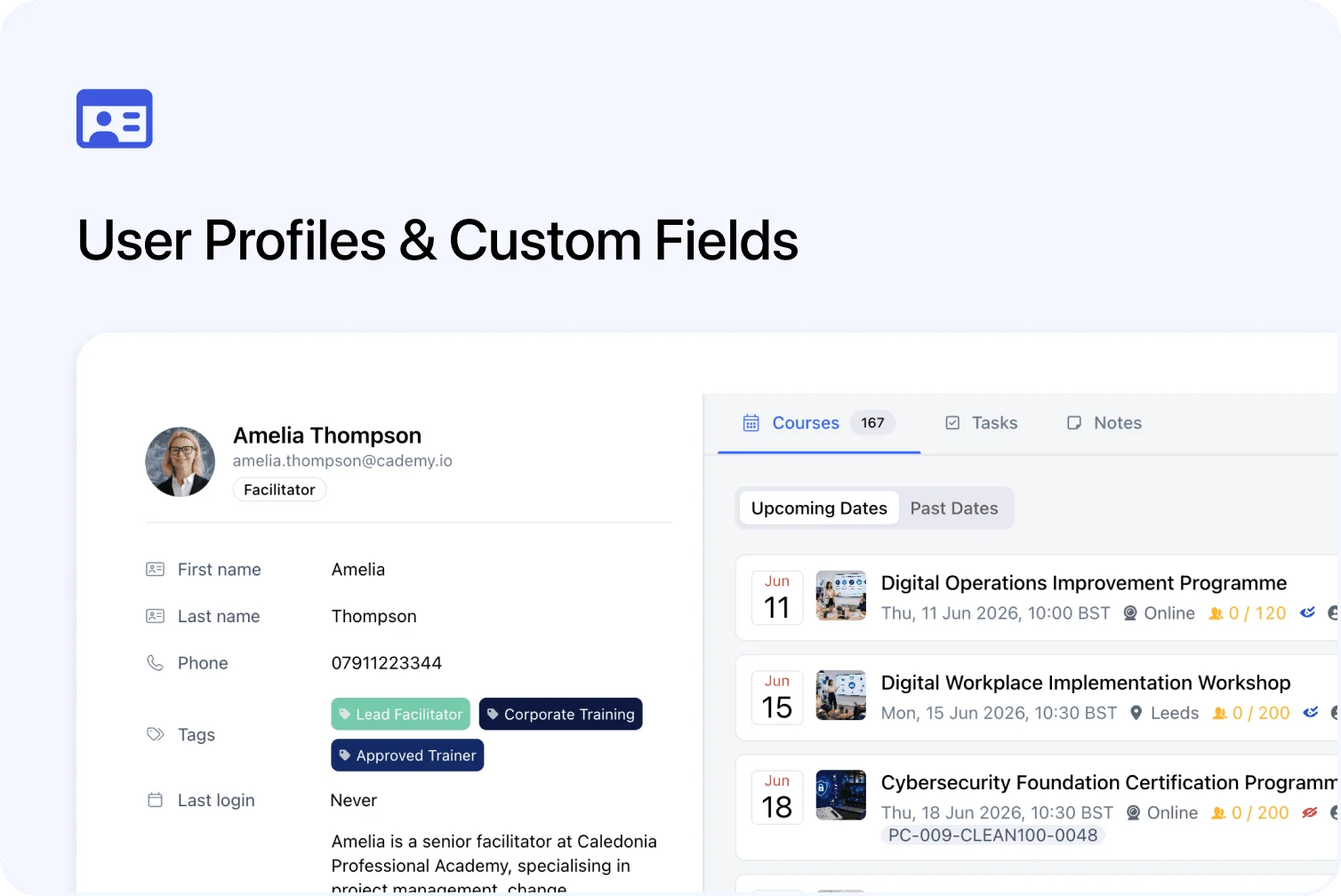 👤 User Profiles & Custom Fields